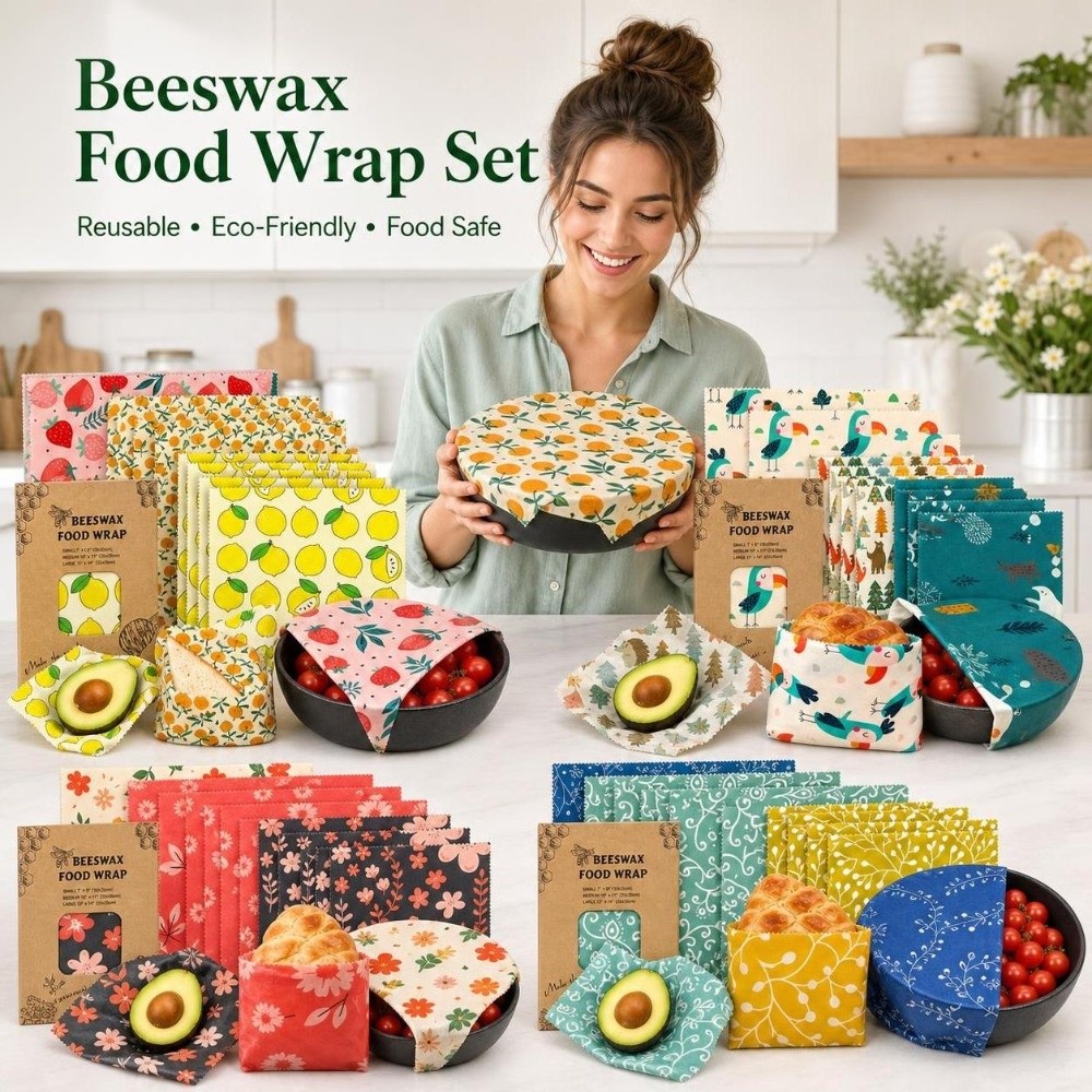 Beeswax Food Cover - 9개 다양한 크기의 밀랍 식품 포장지