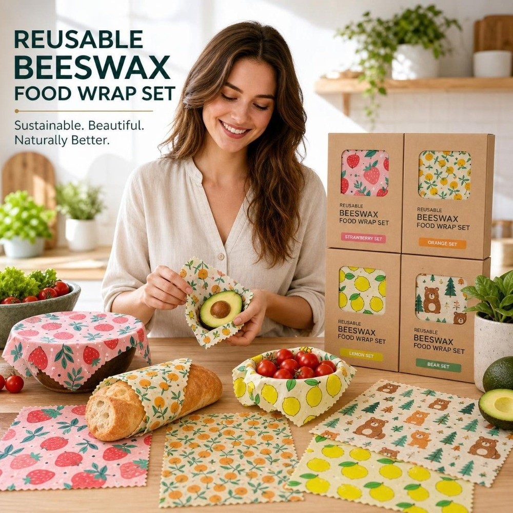 Beeswax Food Cover - 9개입 다용도 사이즈 벌집형 식품 포장지