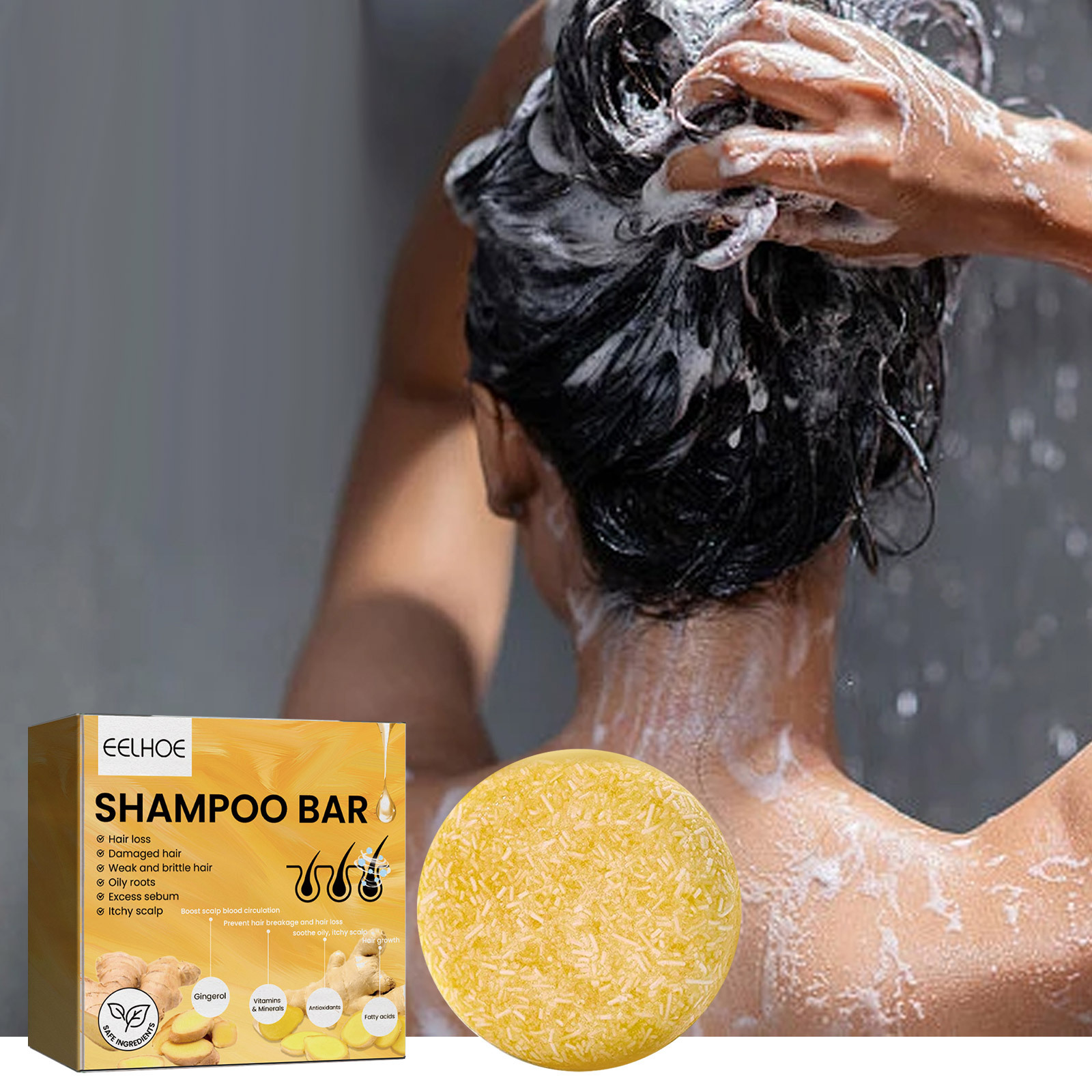 천연 생강 헤어 샴푸 바, 모발 뿌리 강화, 탈모 감소 - Bar Soap Shampoo Solid 리뷰 및 가격