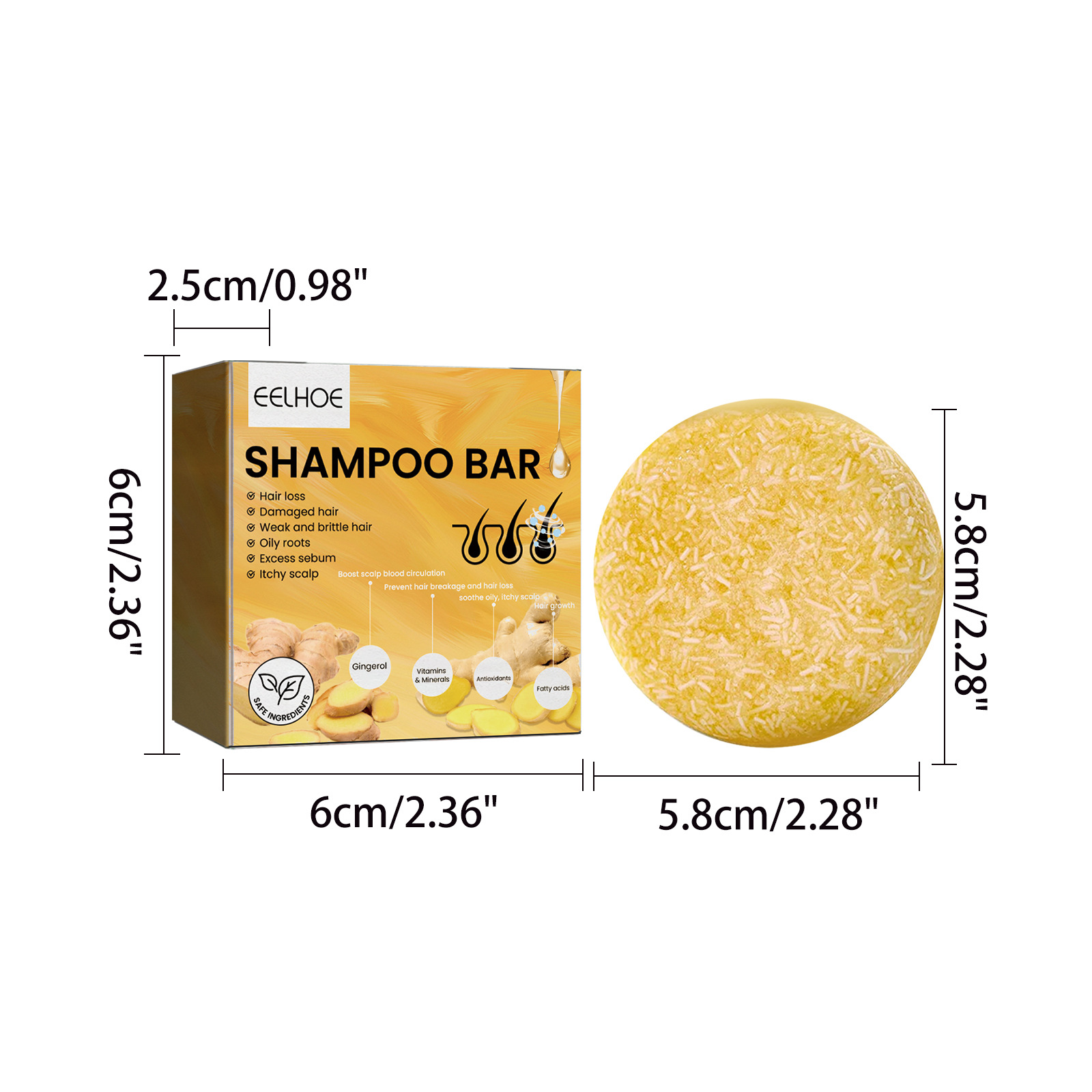 천연 생강 헤어 샴푸 바, 모발 뿌리 강화, 탈모 감소 - Bar Soap Shampoo Solid 리뷰 및 가격