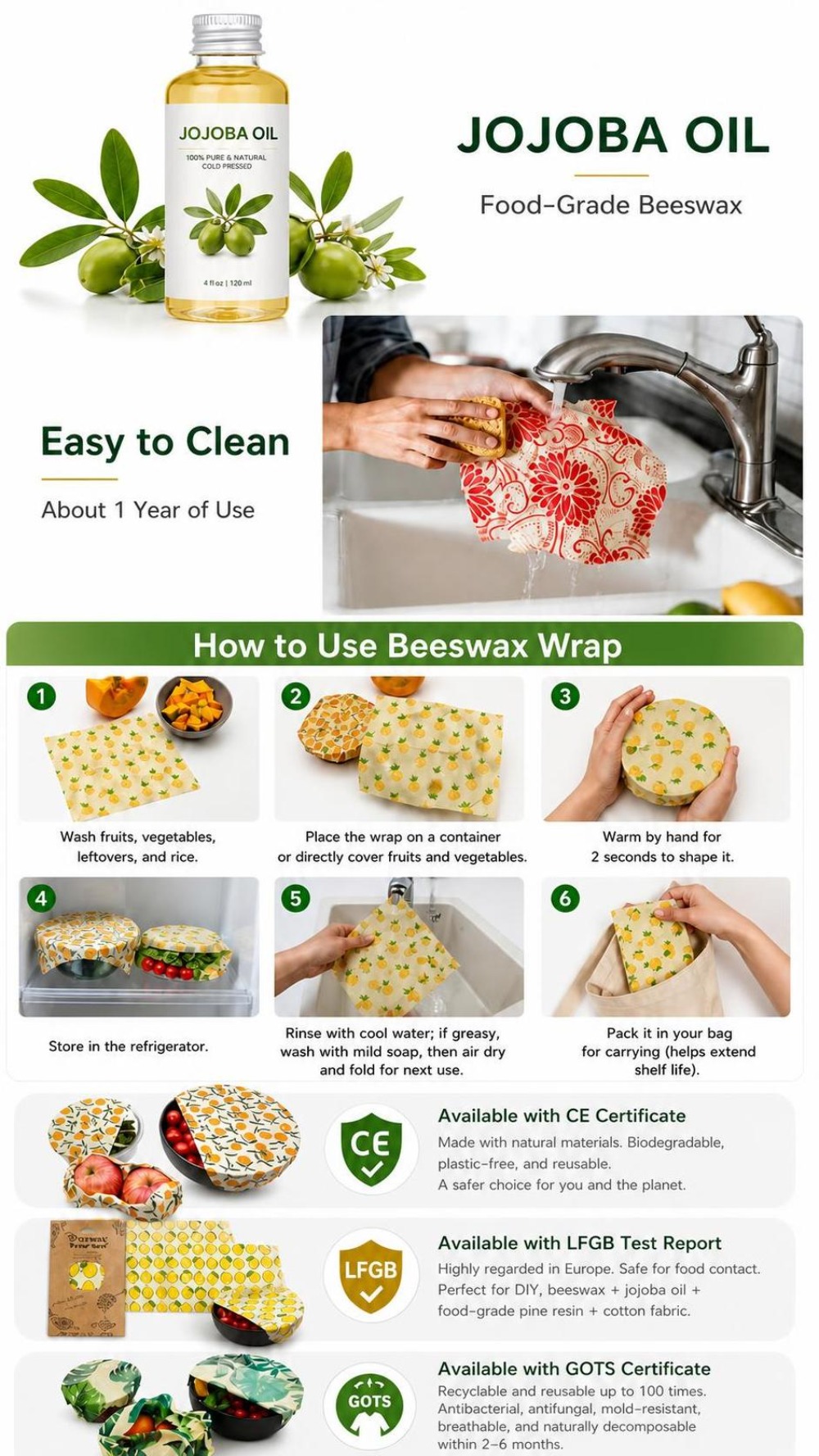 9개 다양한 크기의 밀랍 식품 포장지 세척 가능한 신선 - Beeswax Food Cover 리뷰 및 가격