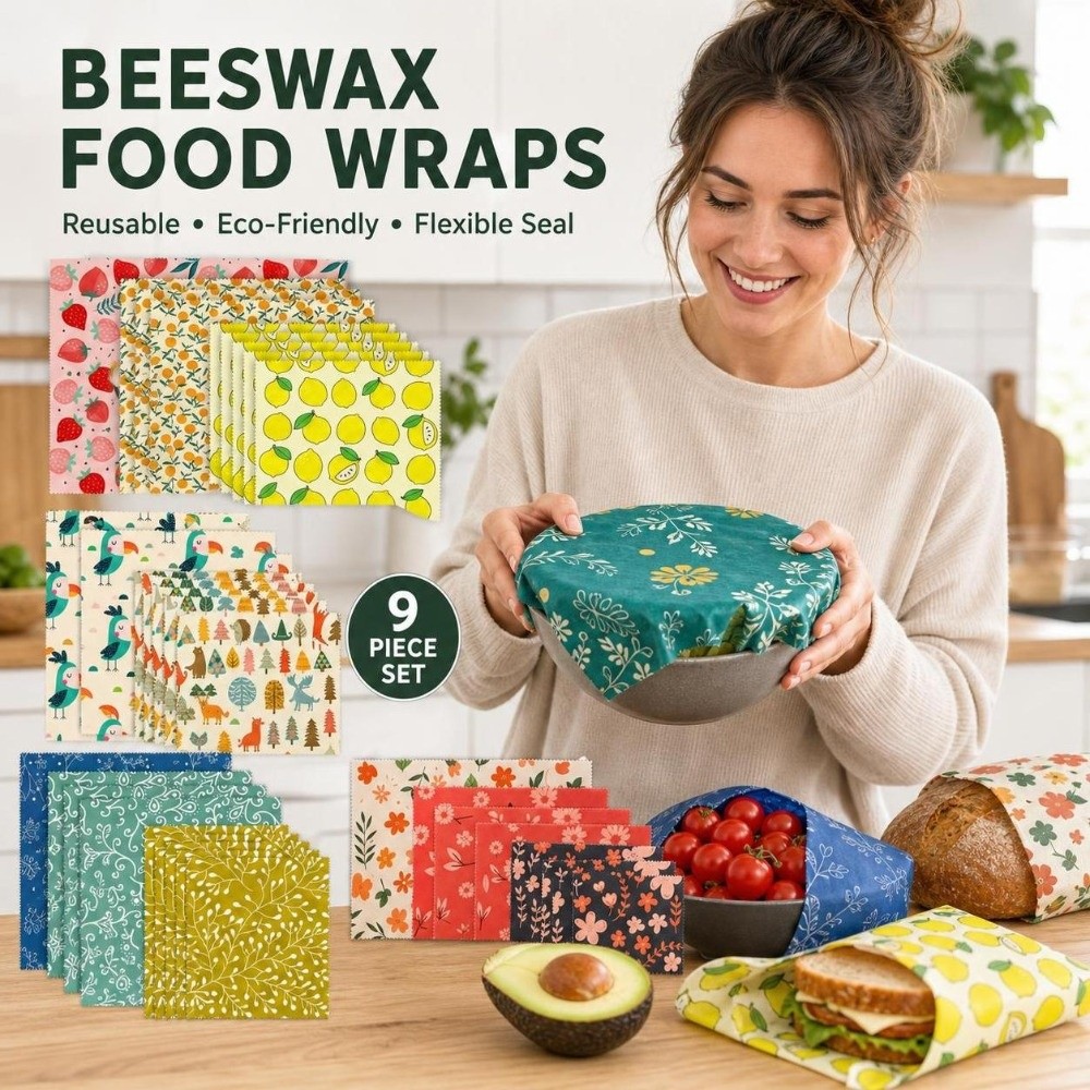 9개입 다용도 사이즈 벌집형 식품 포장지 세척 가능한  - Beeswax Food Cover 리뷰 및 가격